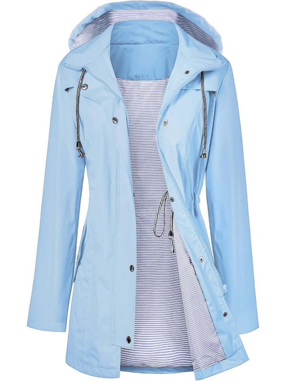 LOMON Raincoat Women Waterproof Long Hooded Trench Coats Lined Windbreaker